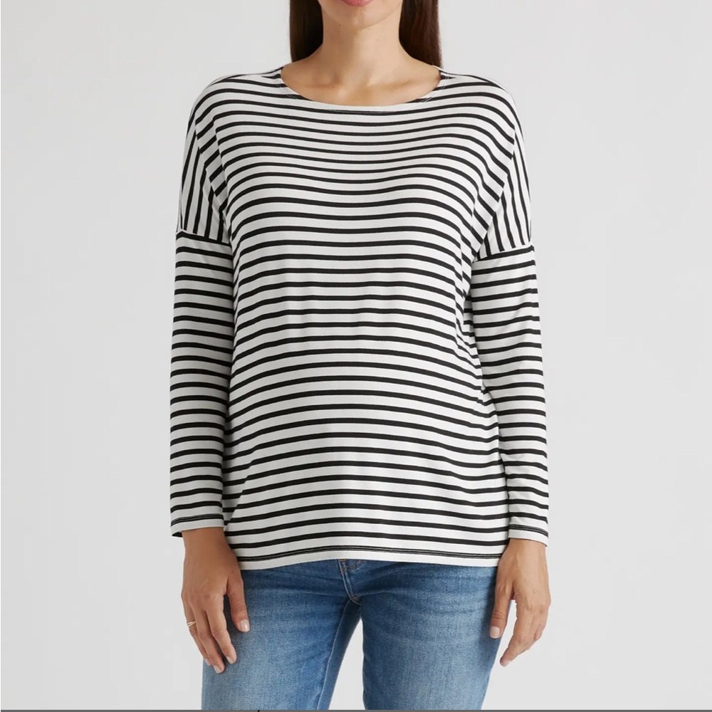 Quince Bamboo Jersey Maternity Long Sleeve Boxy Tee